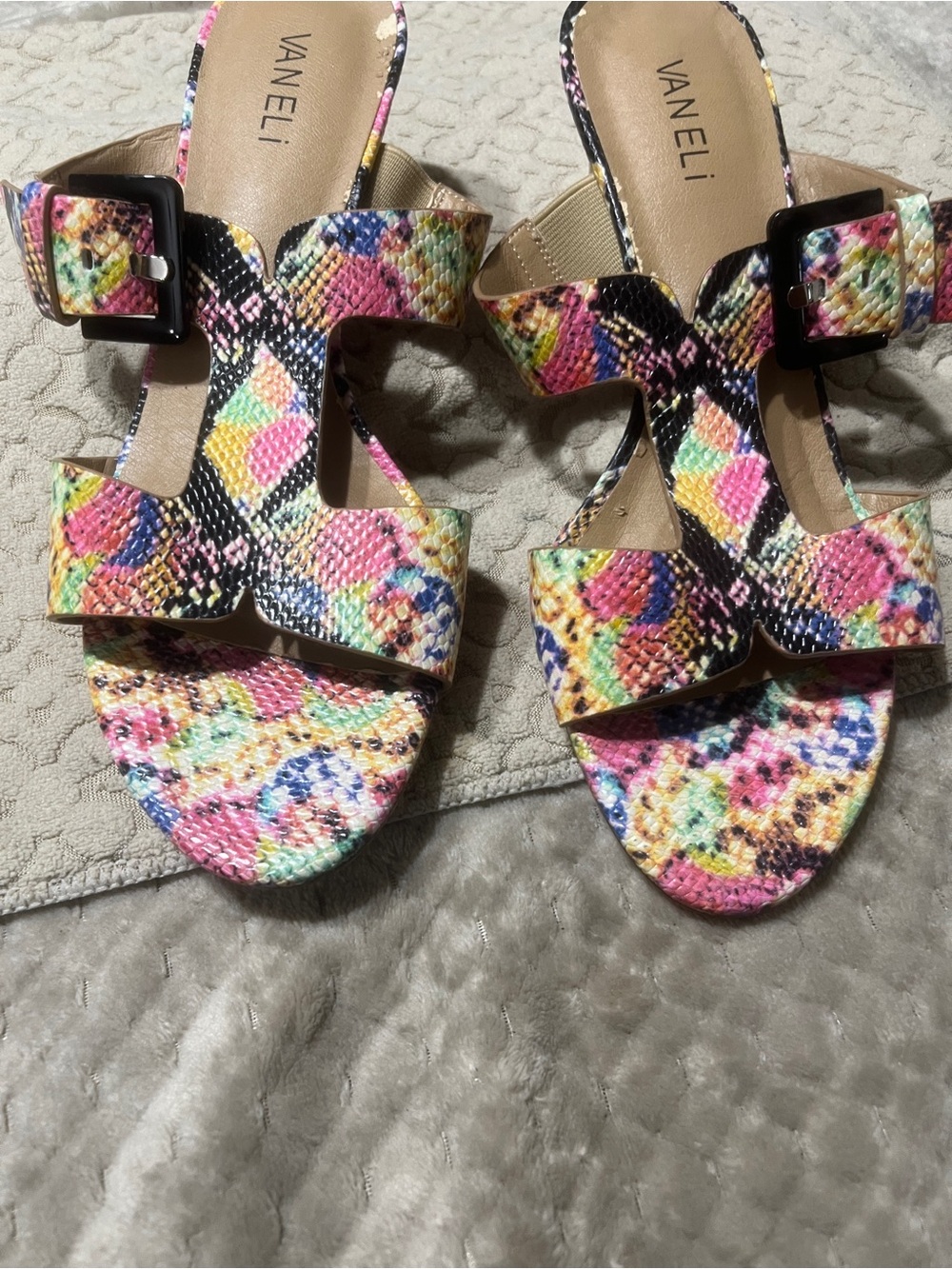 VANELI Multicolor Snakeskin Print Slide Sandals
